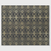 グレージェとゴールド ヴィンテージ ダマスク ラッピングペーパー (フラット)