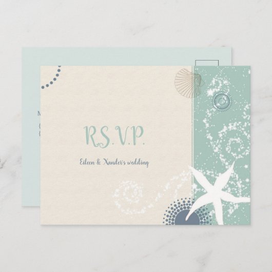 グレージェイドビーチ結婚式ミール選択RSVP インビテーションポストカード (正面/裏面)