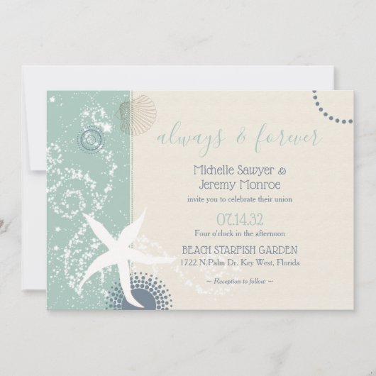 グレージェードダスキーブルーシーサイド結婚ズ 招待状 (正面)