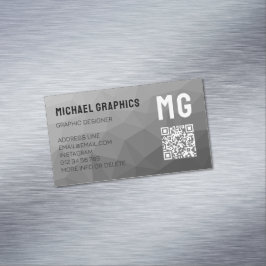 グレージオメトリメッシュパターンQRコード マグネット名刺