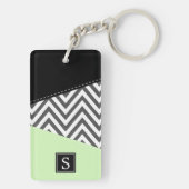 グレージグザグレイ、グレーシェブロン、ミント、モノグラム キーホルダー (裏面)
