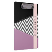 グレージグザグレイ、グレーシェブロン、紫、あなたの名前 クリップボード (右)