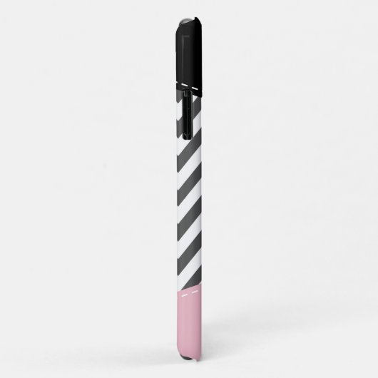 グレージグザグ、グレーシェブロン、ジグザグパターン、ピンク Case-Mate iPhoneケース (裏面/右)