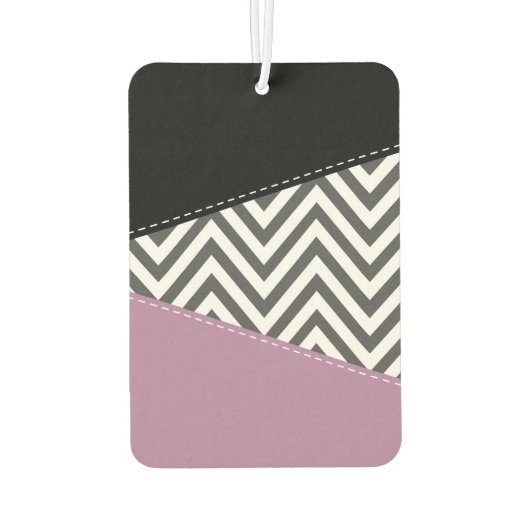 グレージグザグ、グレーシェブロン、ジグザグパターン、紫 カーエアーフレッシュナー (裏面)