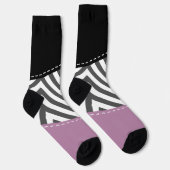 グレージグザグ、グレーシェブロン、ジグザグパターン、紫 ソックス (右)