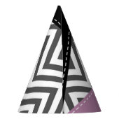 グレージグザグ、グレーシェブロン、ジグザグパターン、紫 パーティーハット (裏面)