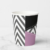 グレージグザグ、グレーシェブロン、ジグザグパターン、紫 紙コップ (右)