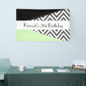 グレージグザグ、グレーシェブロン、ミント、誕生日 横断幕 (トレードショー)