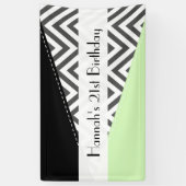 グレージグザグ、グレーシェブロン、ミント、誕生日 横断幕 (縦)