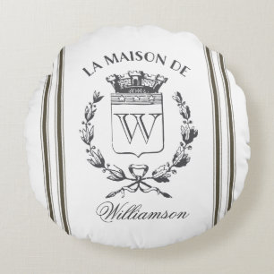 グレージグリーンサックカスタム家紋ラウンドピロー ラウンドクッション