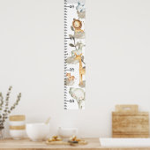 グレージャングルサファリ動物の成長チャートカスタム ポスター (キッチン)