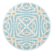 グレージュシーフオムグリーンタウペブラウンエスニック族アート セラミックノブ (正面)