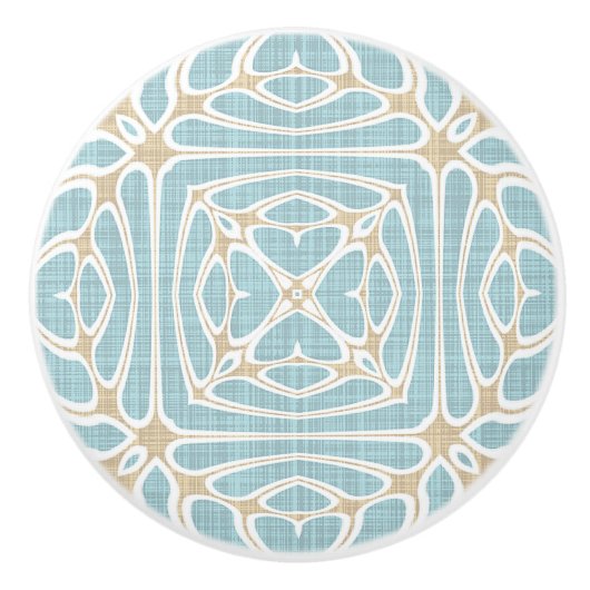 グレージュシーフオムグリーンタウペブラウンエスニック族アート セラミックノブ (正面)