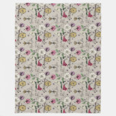 グレージュモダンイーンビークラウン王室のフローラルパターン フリースブランケット (正面)