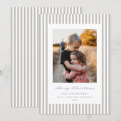 グレージュ/ベージュのストライプが楽しいクリスマス フラットフォトカード シーズンカード (正面/裏面)