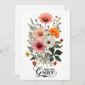グレースと一緒に成長，ヴィンテージ植物学開花 シーズンカード (正面/裏面)