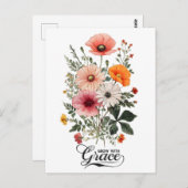 グレースと一緒に成長,ヴィンテージ植物学開花 ポストカード (正面/裏面)