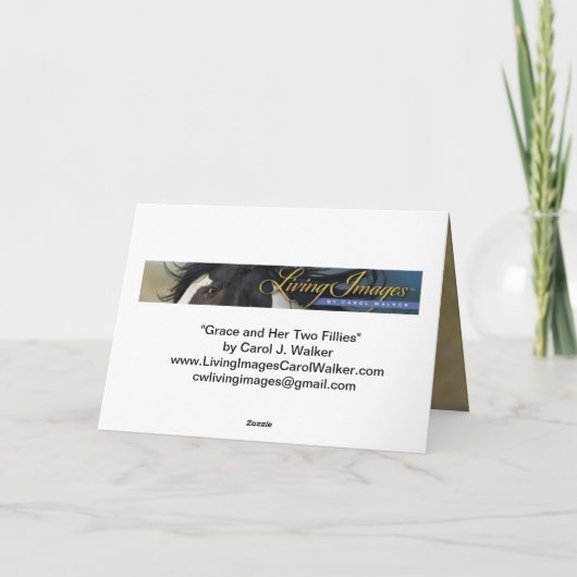 グレースと彼女の2つの汚れ野生の馬のグリーティングカード サンキューカード (裏面)
