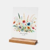 グレースの中で花開く フローラル アクリルサイン (傾斜)