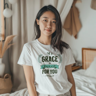 グレースは十分です 聖句 ティール Tシャツ