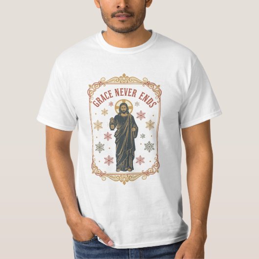 グレースは永遠に - ランタンを持つヴィンテージのイエス様  Tシャツ (正面)