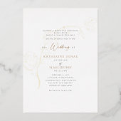 グレースエレガントフォイル金ゴールドとブラック文字結婚ズ 箔招待状 (正面)