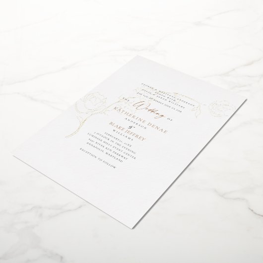 グレースエレガントフォイル金ゴールドとブラック文字結婚ズ 箔招待状 (回転した状態)