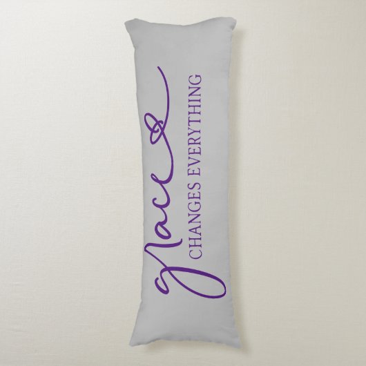 グレースエレガント変更すべて引用文パープルグレー ボディピロー (正面縦)