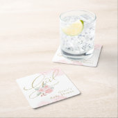 グレースエレガント赤面フローラ女の子の赤ちゃんシャワー スクエアペーパーコースター (インサイチュ)