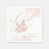 グレースエレガント赤面フローラ女の子の赤ちゃんシャワー スタンダードカクテルナプキン (正面)