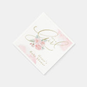 グレースエレガント赤面フローラ女の子の赤ちゃんシャワー スタンダードカクテルナプキン (角)