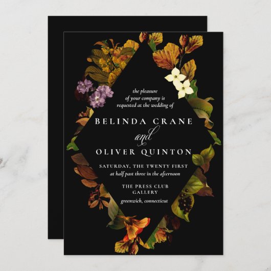 グレースオータムダークヴィンテージウェディング招待状 招待状 (正面/裏面)