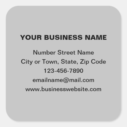 グレースクエアステッカー上のプレーン文字ビジネスブランド スクエアシール (正面)