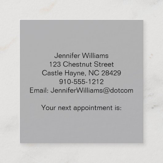 グレースクエアマッサージセラピストアポイントメントカード 予約カード (裏面)