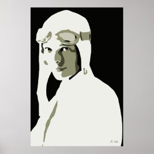 グレースケールのベクトル芸術アメリアEarhart 24" x 36" ポスター