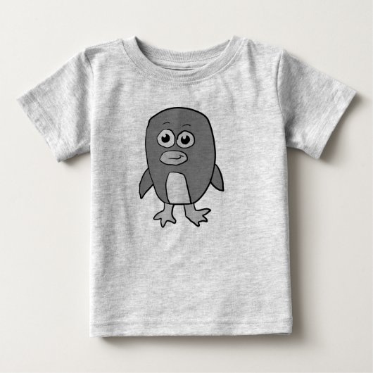 グレースケールのペンギン ベビーTシャツ (正面)