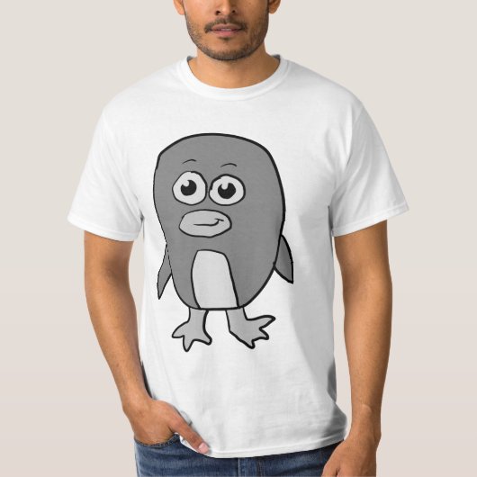 グレースケールのペンギン Tシャツ (正面)