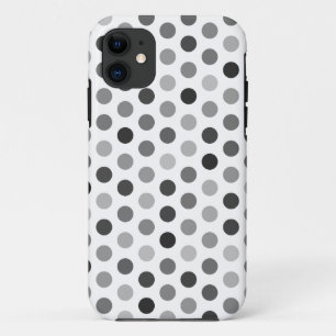 グレースケールの水玉模様のパターン（の模様が）あるな箱 iPhone 11 ケース
