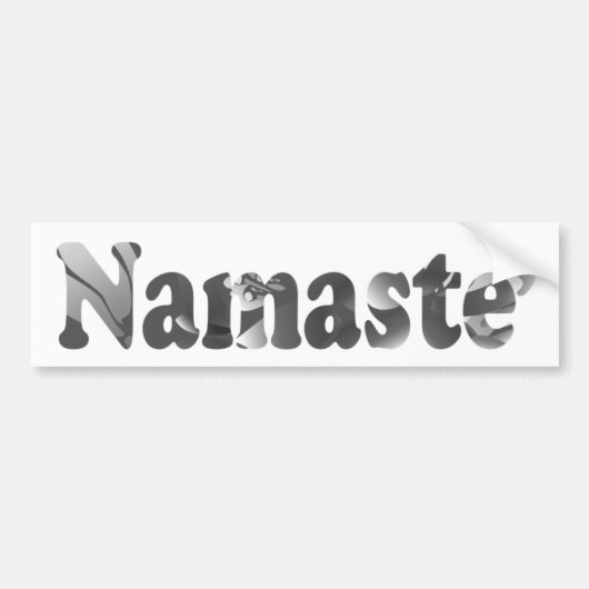グレースケールのNamaste バンパーステッカー (正面)