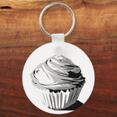 グレースケールカップケーキキーチェーン キーホルダー (正面)