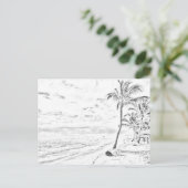 グレースケールカラービーチはがき ポストカード (スタンド正面)