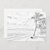 グレースケールカラービーチはがき ポストカード (正面/裏面)