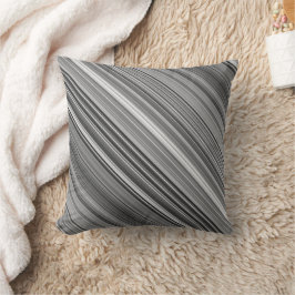 グレースケールグレストライプーのとプレイド クッション