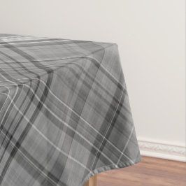 グレースケールグレーとホワイトプレイド テーブルクロス