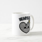 グレースケールハート&ソードポスターパンクロック美学 コーヒーマグカップ (正面右)