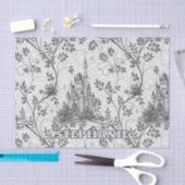 グレースケールフェアレ華美ー城とつる植物縁ど 薄葉紙 (クラフト)