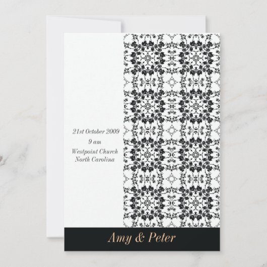 グレースケールフローリッシュ結婚式招待状カード 招待状 (正面)