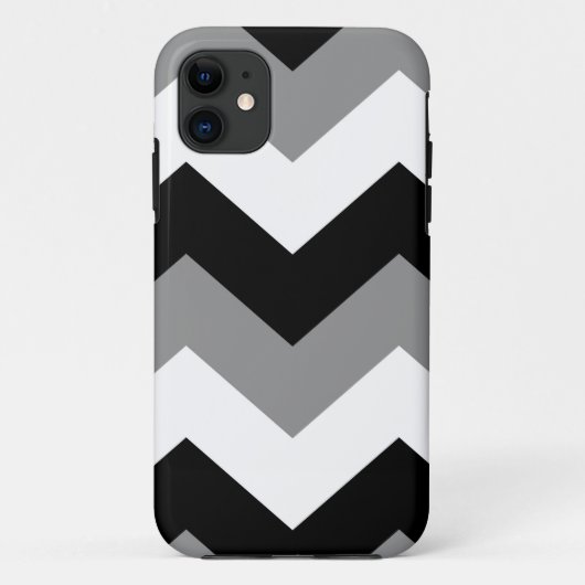 グレースケールブラックグレーとホワイトシェブロン Case-Mate iPhoneケース (裏面)