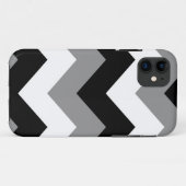 グレースケールブラックグレーとホワイトシェブロン Case-Mate iPhoneケース (裏面(横))