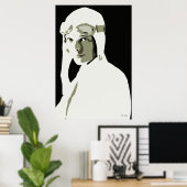 グレースケールベクターアートアメリアアーハート24" x 36" ポスター (ホームオフィス)